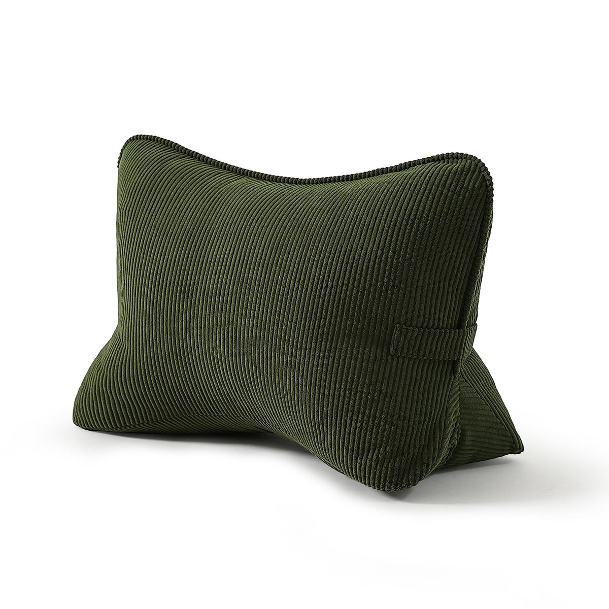 Ailuteie corduroy lumbar pillow avocado green, front view, enhances back support during long sits