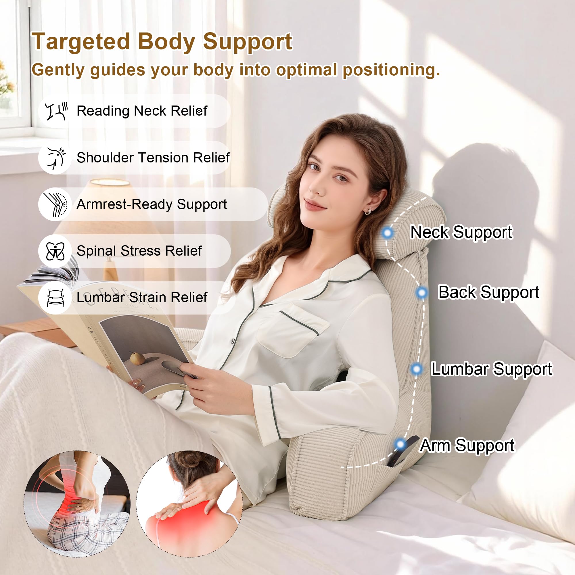 Ailuteie detachable headrest neck pillow offers versatile neck support.