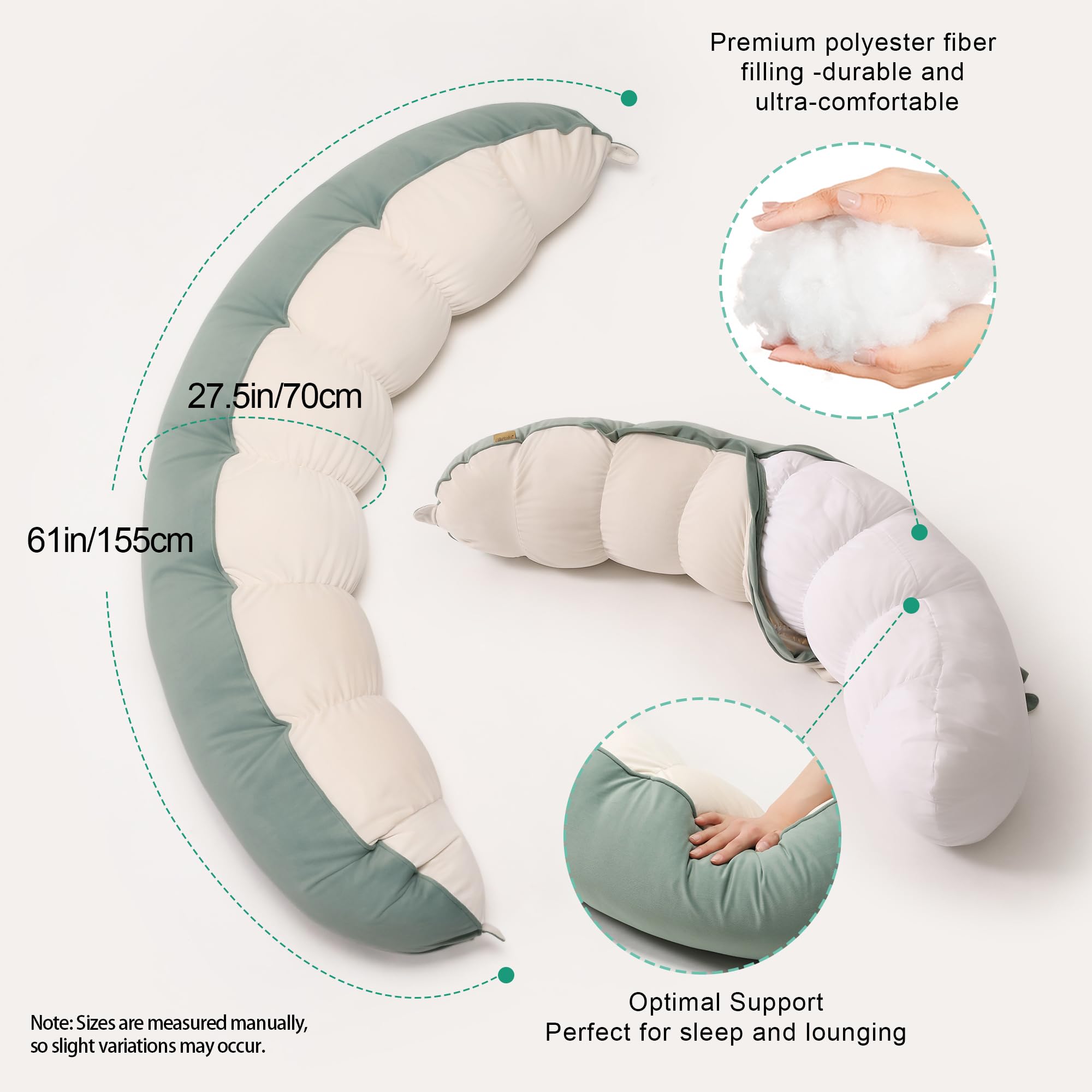 Ailuteie Peallow supporting back and stomach for adaptive rest.