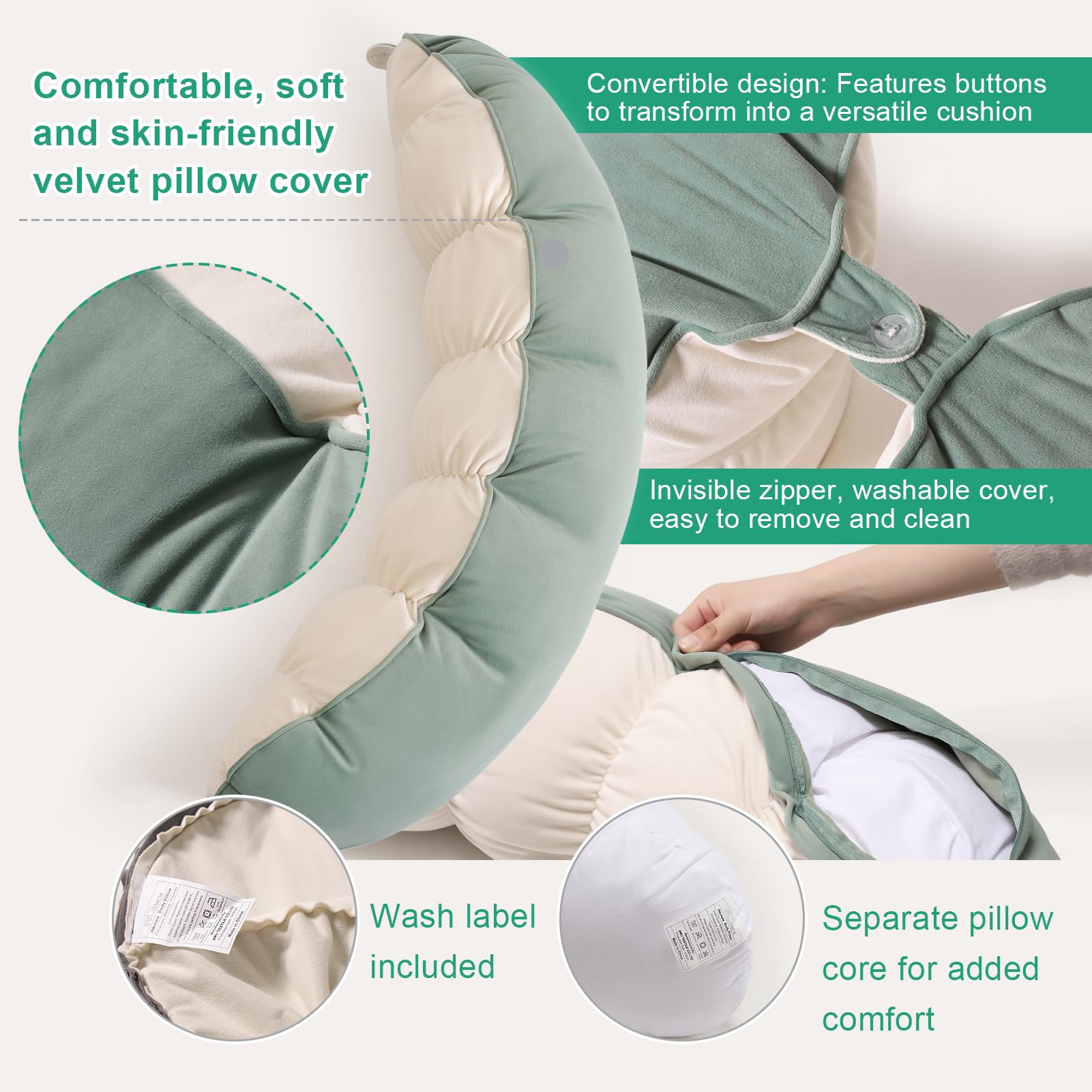 Ailuteie Peallow supports back and stomach positions for versatile comfort.
