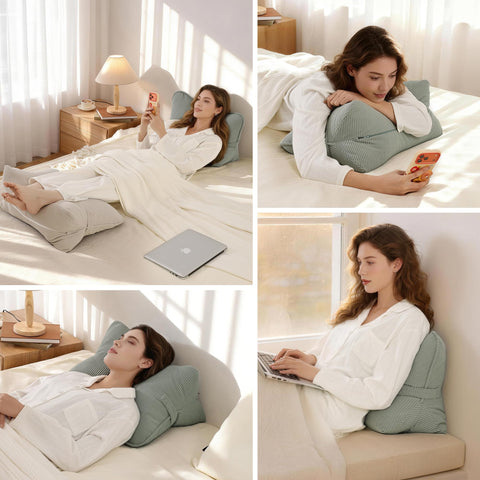 Ailuteie pillow reading setup on chair demonstrating posture-friendly design