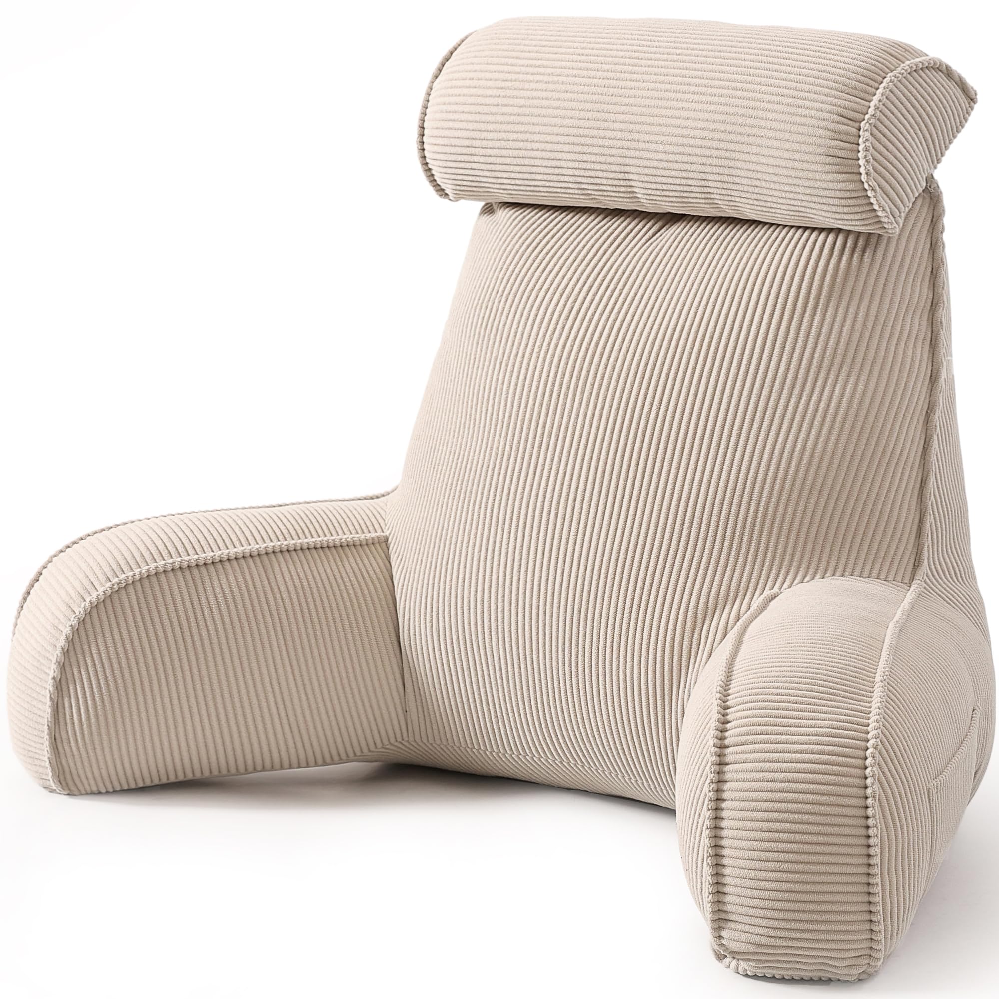 Ailuteie reading pillow on bed supports posture for reading or watching TV.