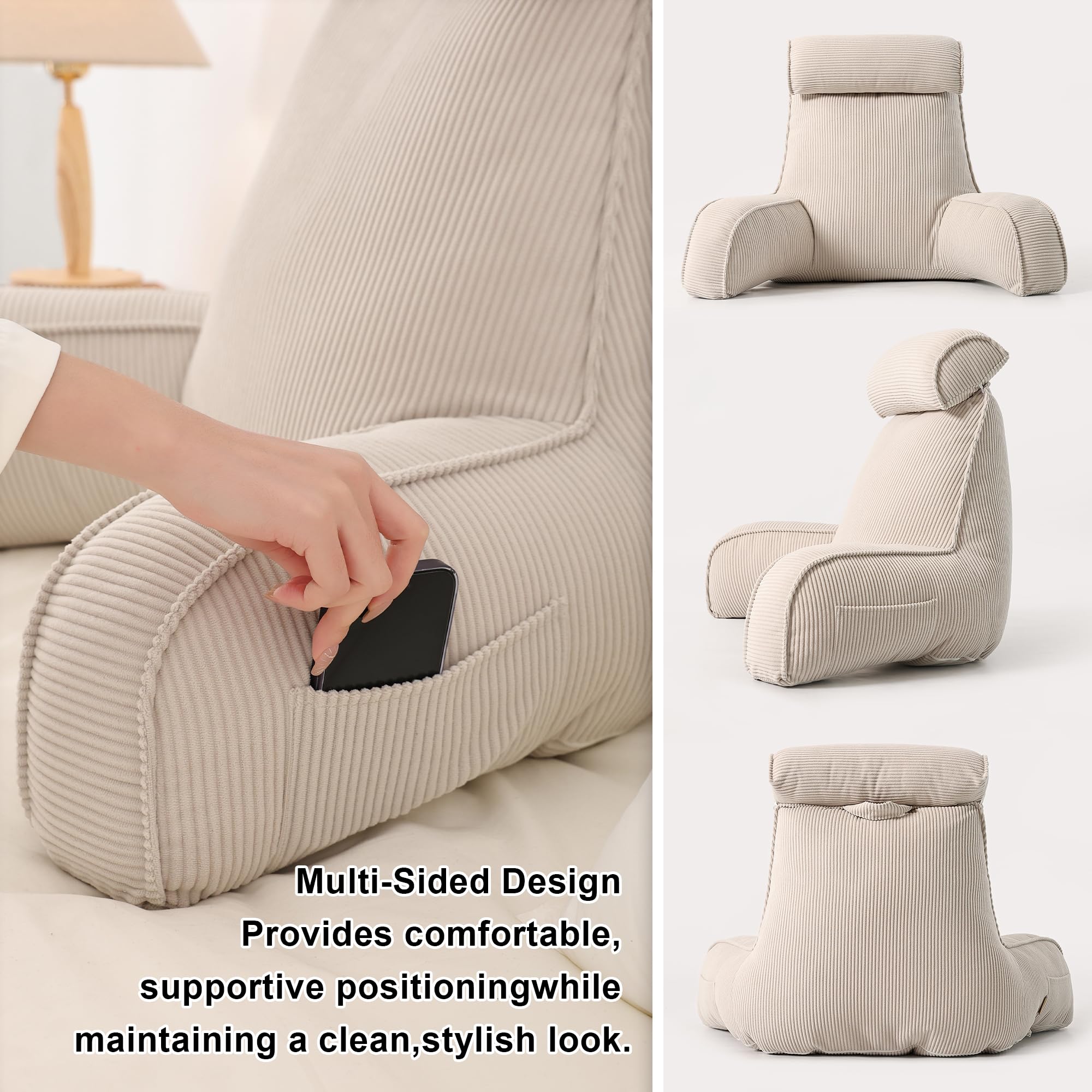 Ailuteie side pocket keeps remotes and phone within reach.