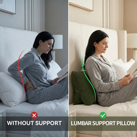 Ailuteie triangular back cushion on sofa-armchair demonstrates ergonomic posture support