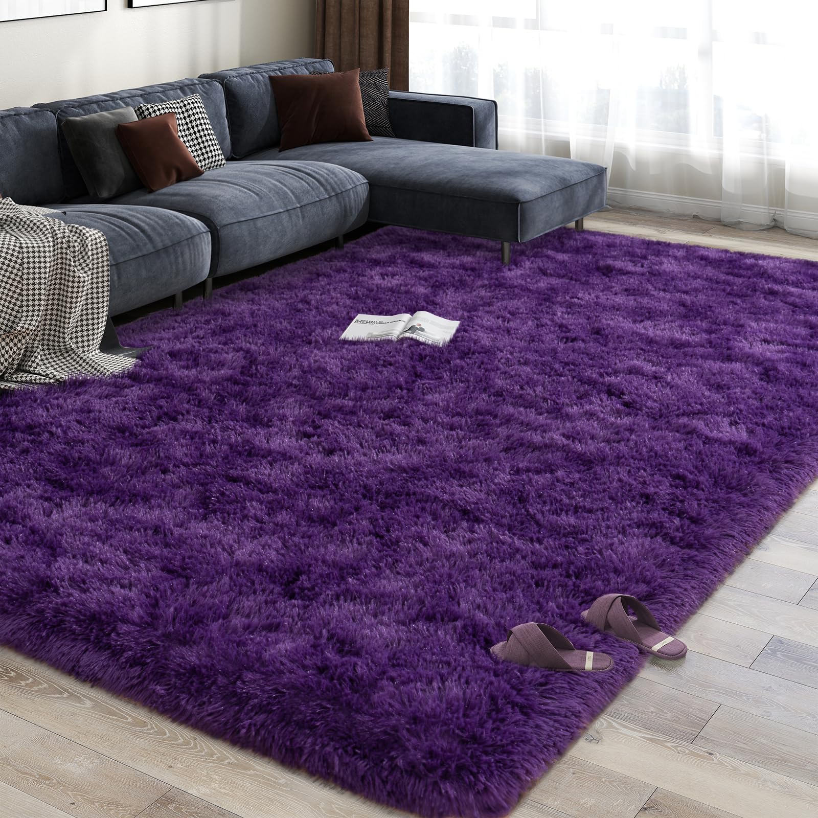 Ailyei 8x10 purple area rug suitable for bedroom or dorm