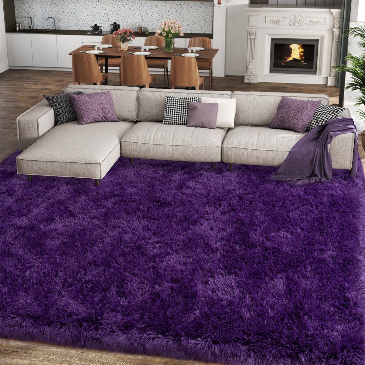 Ailyei 8x10 purple shag rug overview for living spaces
