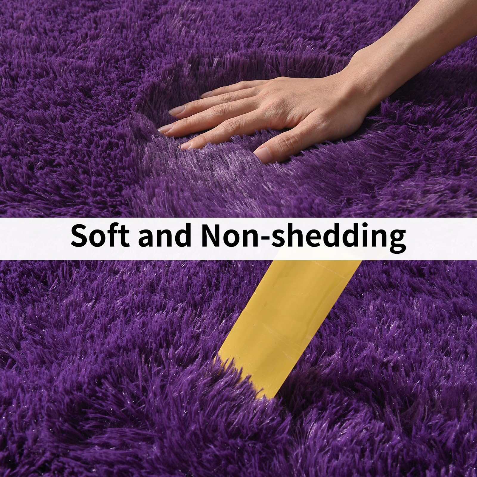 Ailyei easy-care purple shag rug cleans with vacuum or spot wipe
