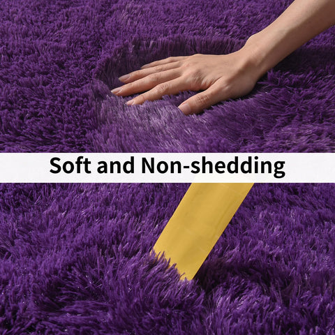 Ailyei easy-care purple shag rug cleans with vacuum or spot wipe