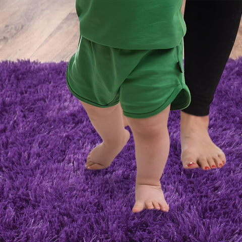 Ailyei non-slip back purple rug ensures stability on hard floors