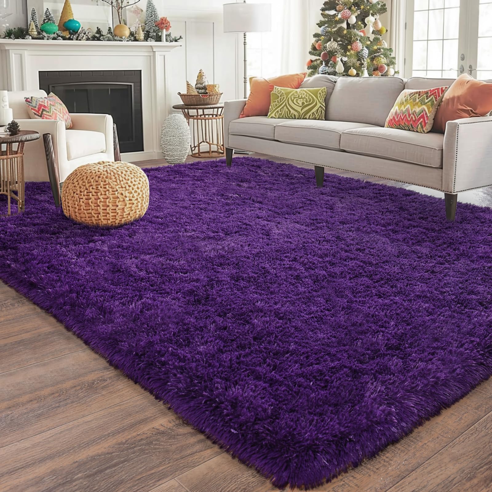 Ailyei pet-friendly purple shag rug for cozy corners
