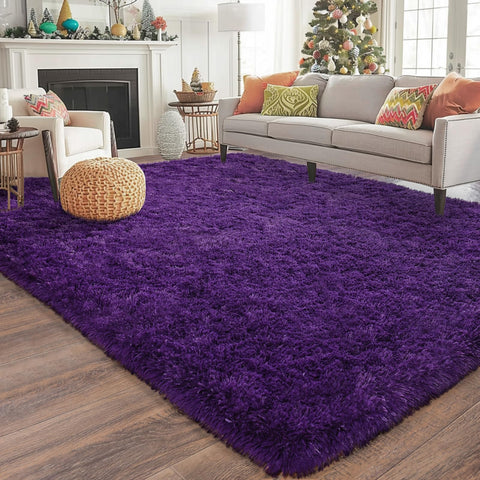 Ailyei pet-friendly purple shag rug for cozy corners