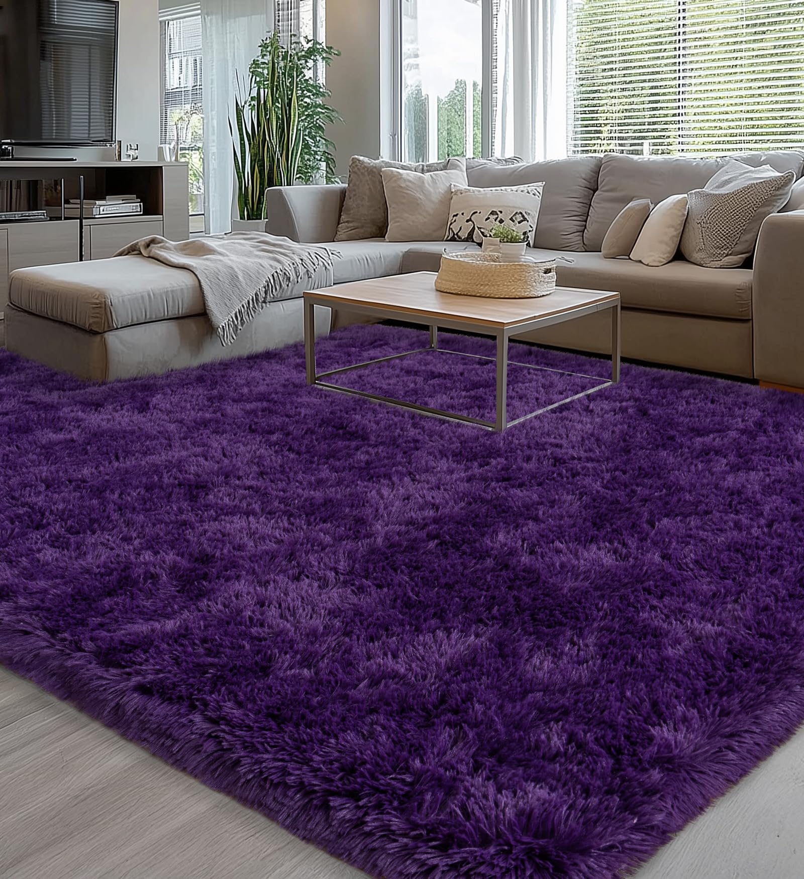 Ailyei purple plush rug for living room warmth and softness
