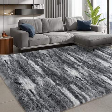 Ailyei Shag Rug in living room setup adds warmth and style.