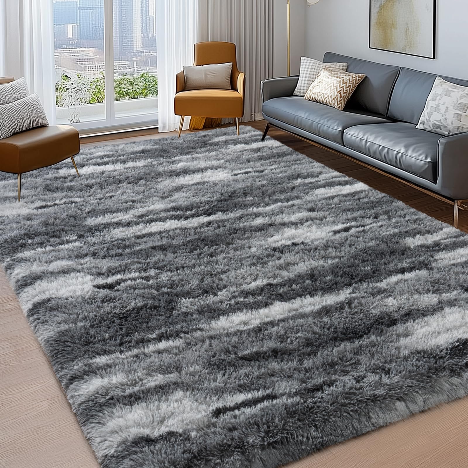 Ailyei Shag Rug memory foam core detail showing cushioned support.