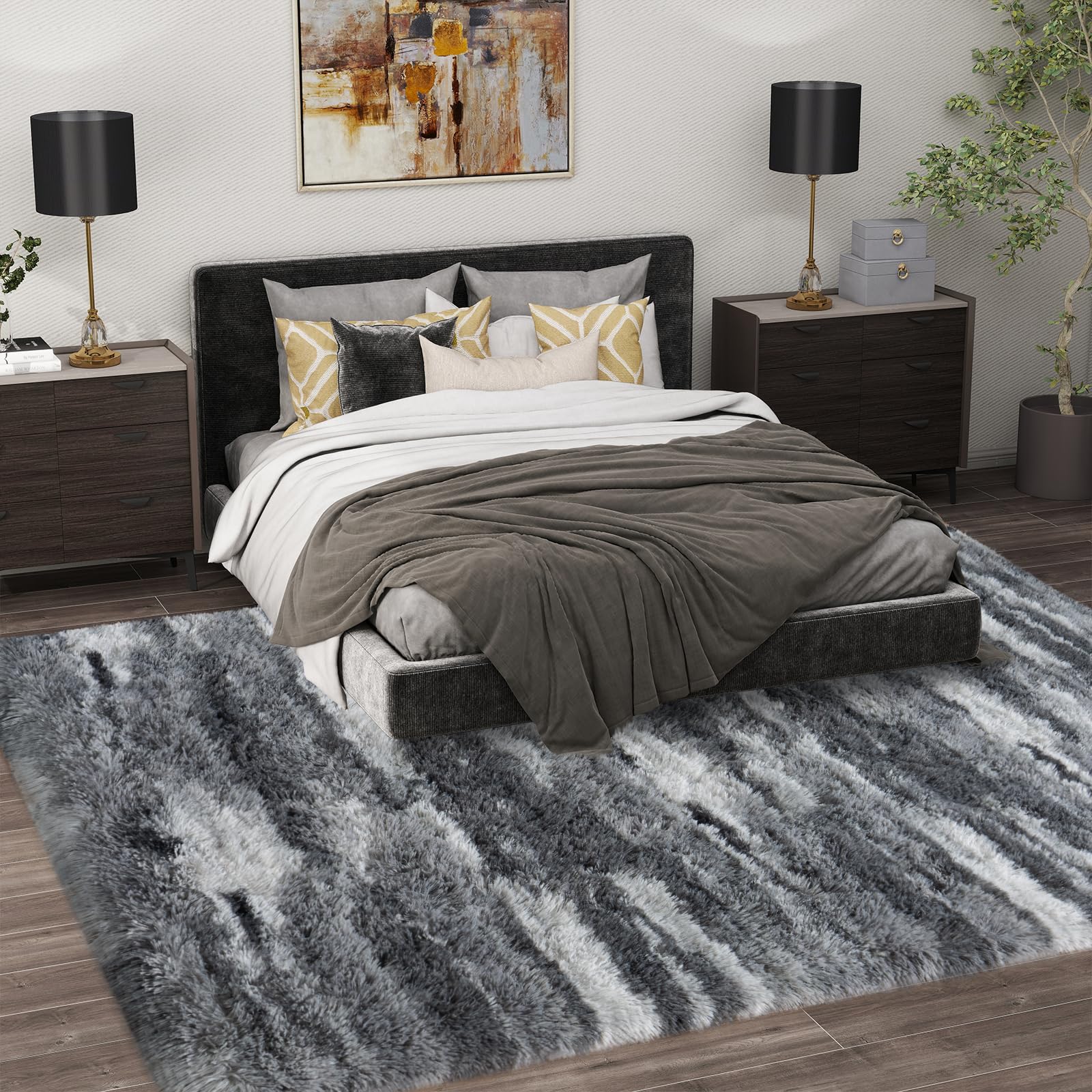 Ailyei Shag Rug non-slip bottom prevents sliding on floors.