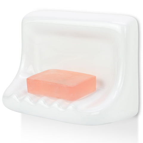 AIMAIAIMAI ceramic shower soap holder with flat back for flush tile mounting
