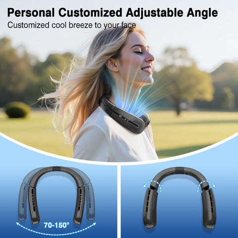 aimdty ChillGo neck fan LED display shows speed and battery.