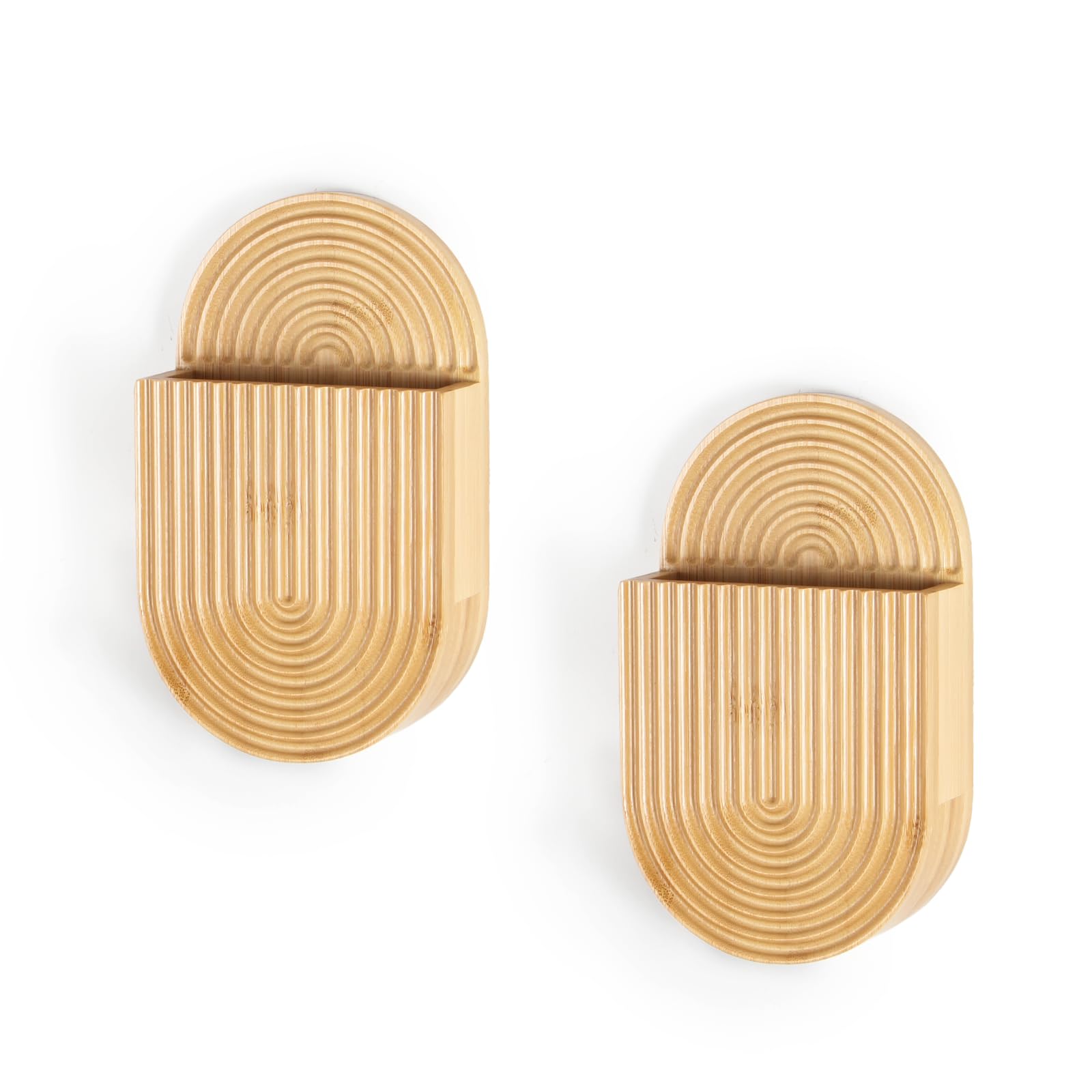 Aimto bamboo boho wall vase for entryways, easy hanging hardware.