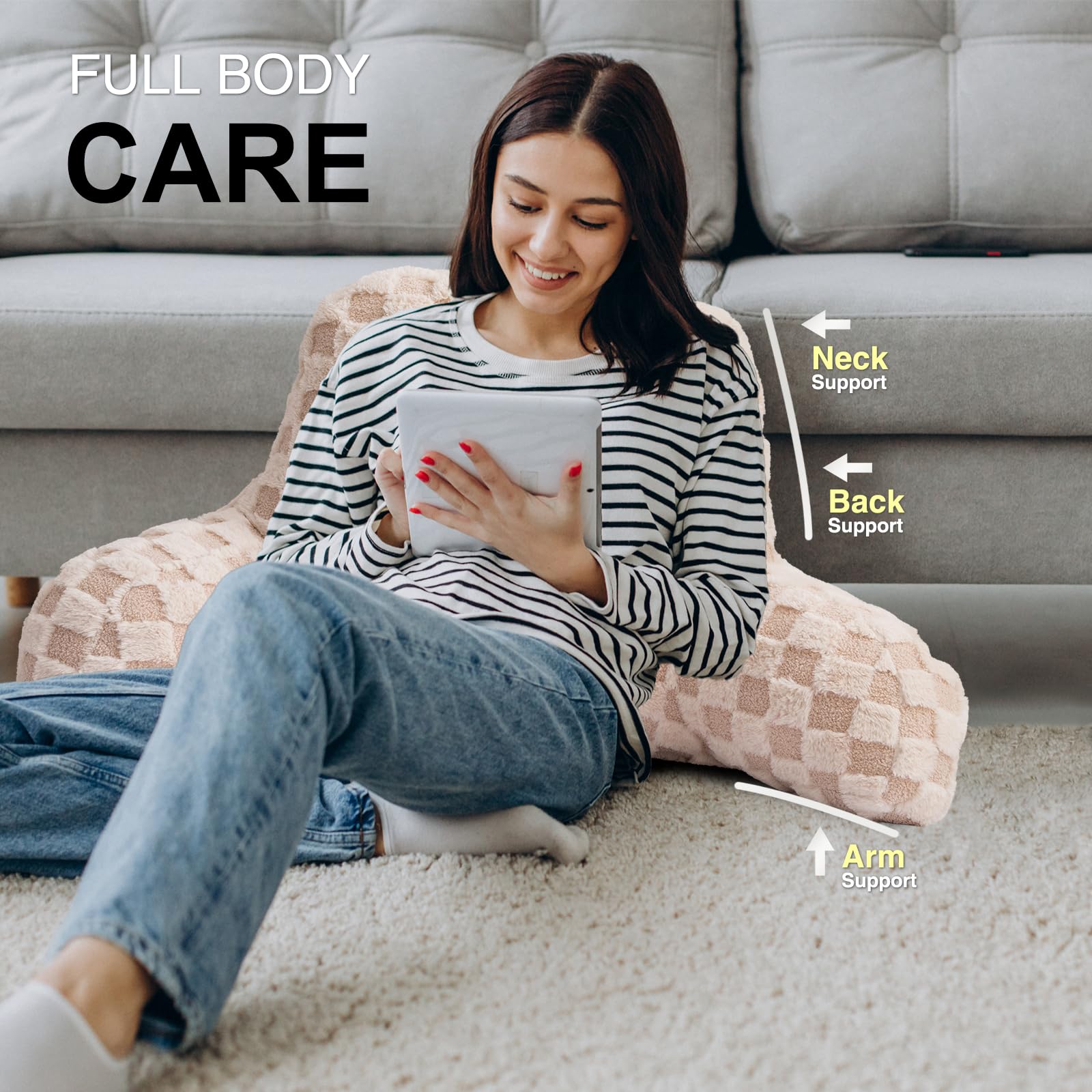 Aimuan reading pillow with arms for upright sleeping and neck support