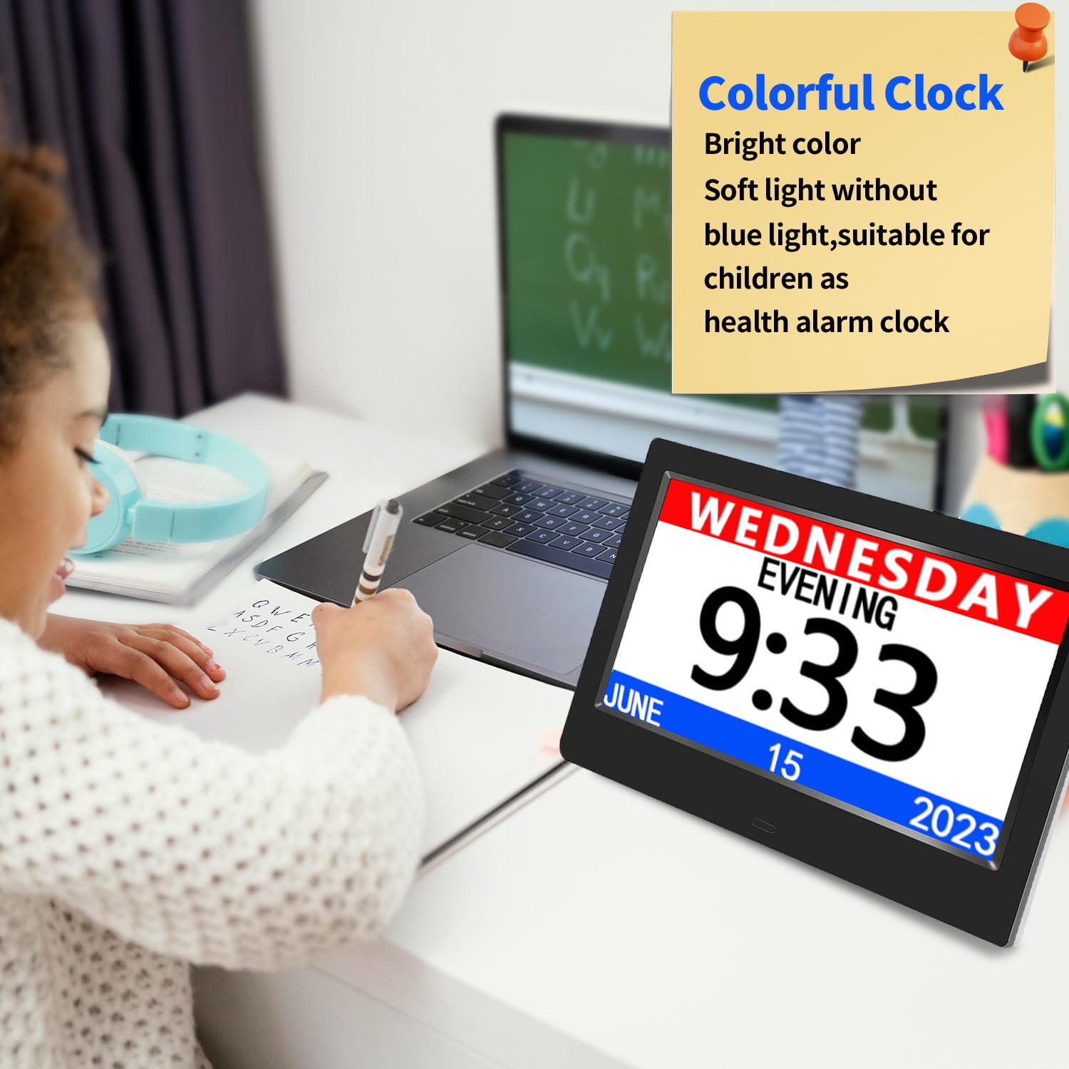 AINFTIME DST clock with 12 alarms supports daily routines.
