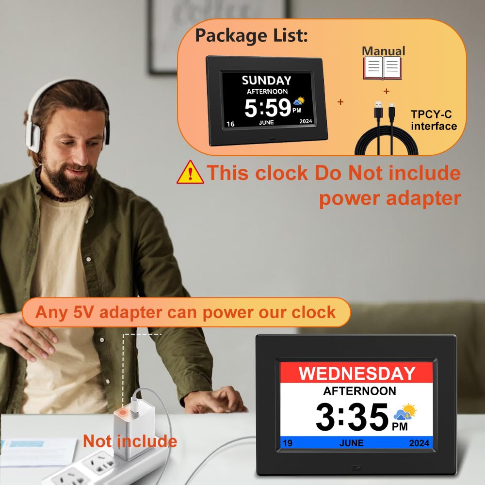 AINFTIME DST clock showing multiple displays for quick time and date checks.