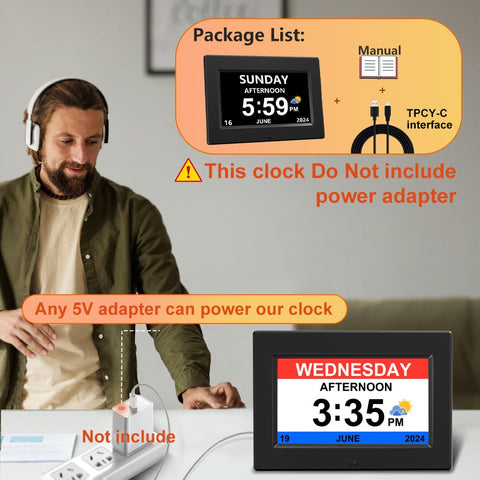 AINFTIME DST clock showing multiple displays for quick time and date checks.