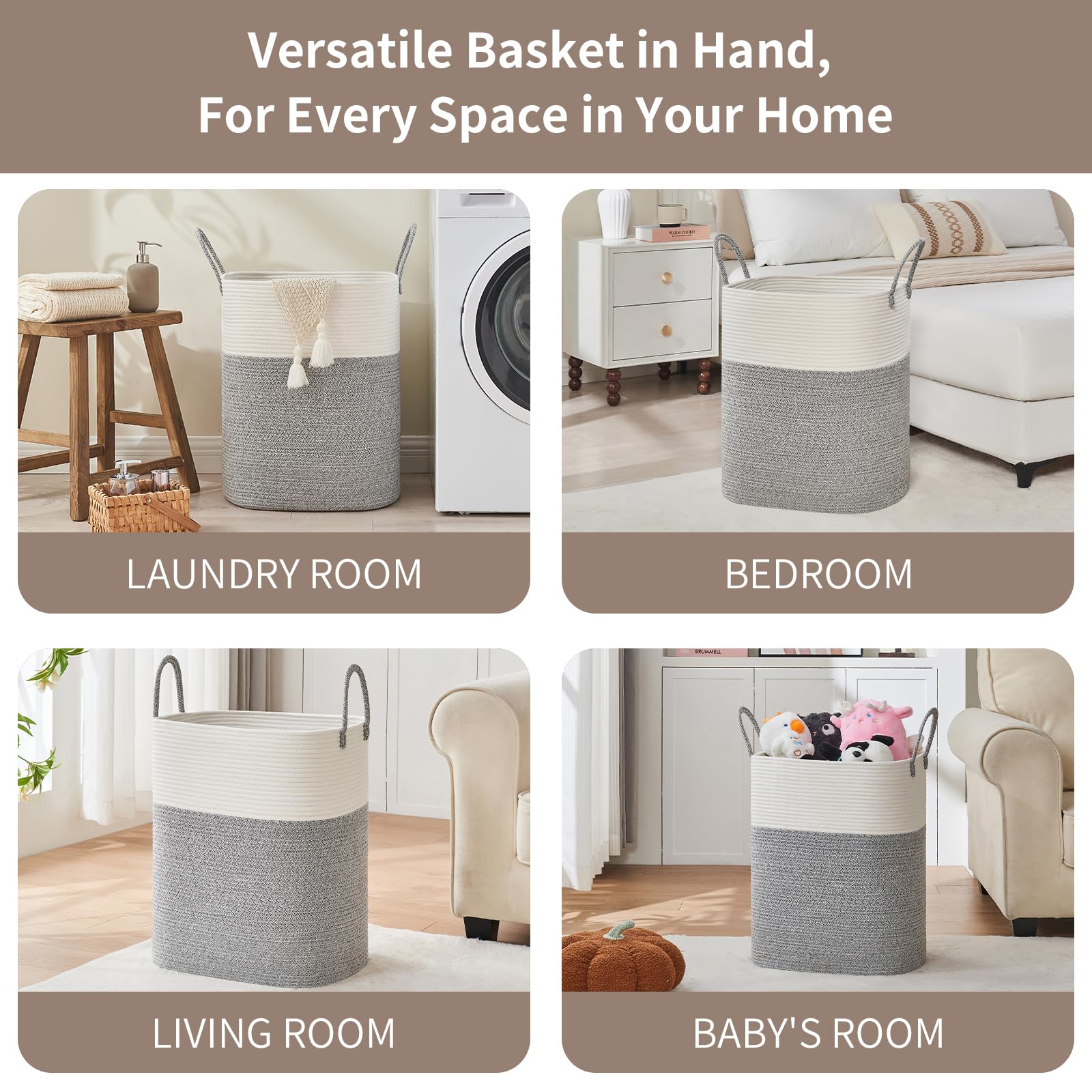 AINUOQI blanket storage basket in living room blends with decor.