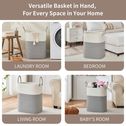 AINUOQI blanket storage basket in living room blends with decor.