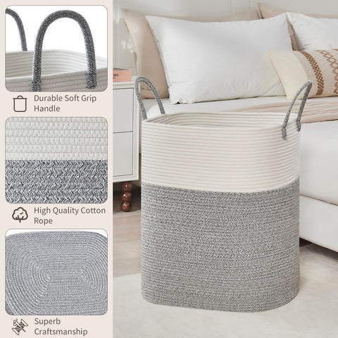 AINUOQI clothes hamper woven cotton design for laundry spaces.