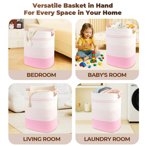 AINUOQI cotton storage basket soft texture complements living room decor.