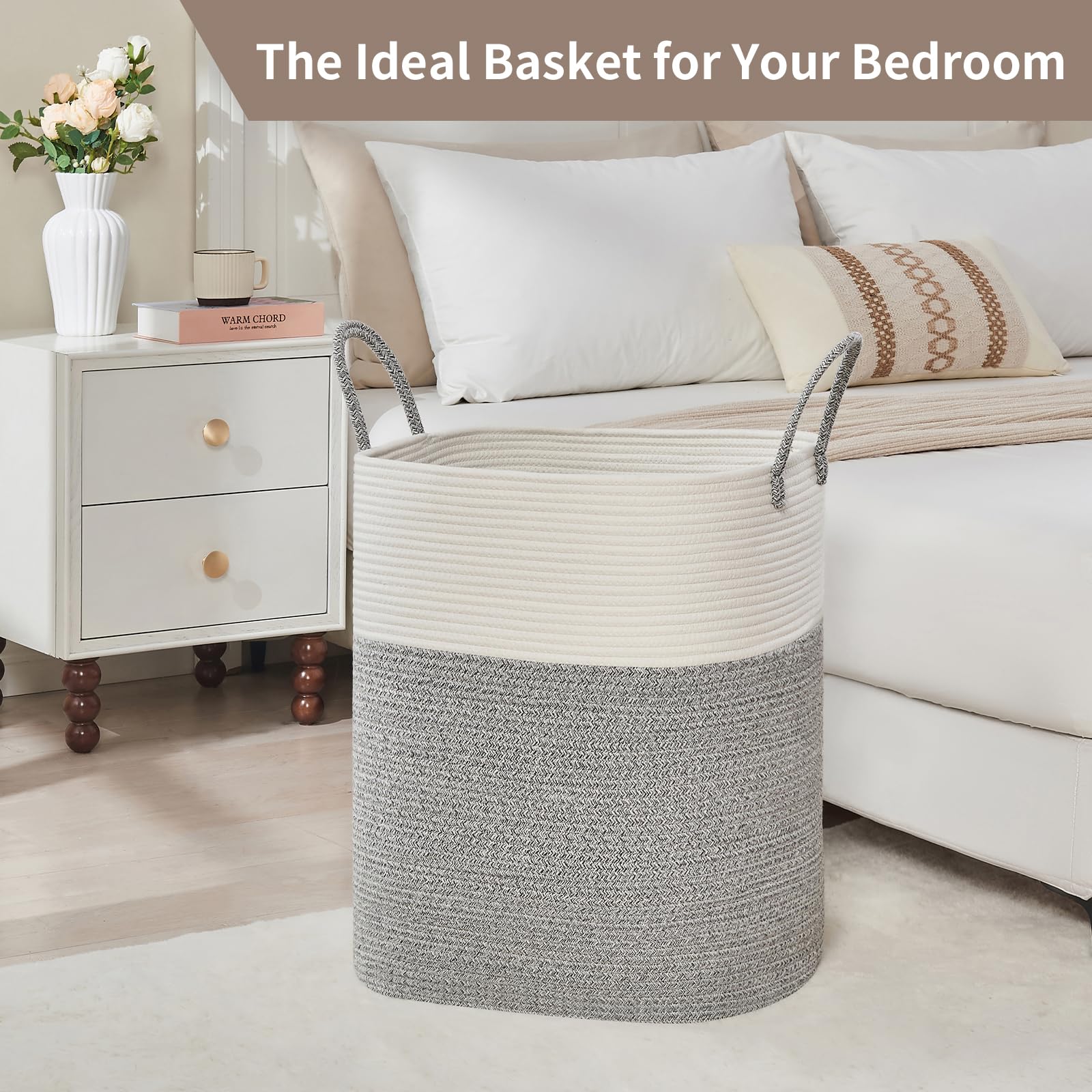 AINUOQI handcrafted cotton basket emphasizes durable artisan quality.