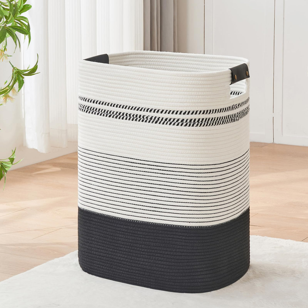 AINUOQI laundry basket with handles tall for tidy laundry and easy transport
