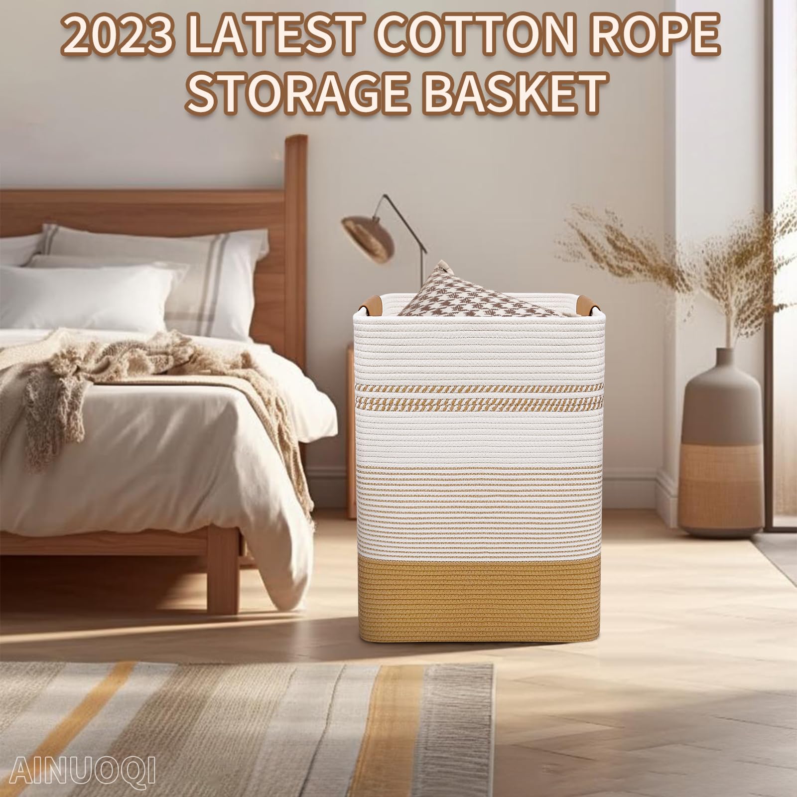 AINUOQI laundry bin for dirty clothes, soft cotton rope minimizes sharp edges.