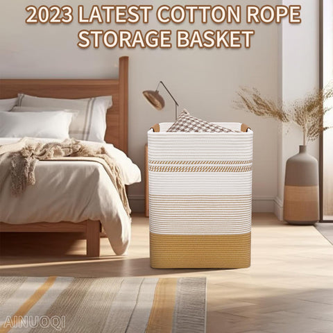 AINUOQI laundry bin for dirty clothes, soft cotton rope minimizes sharp edges.