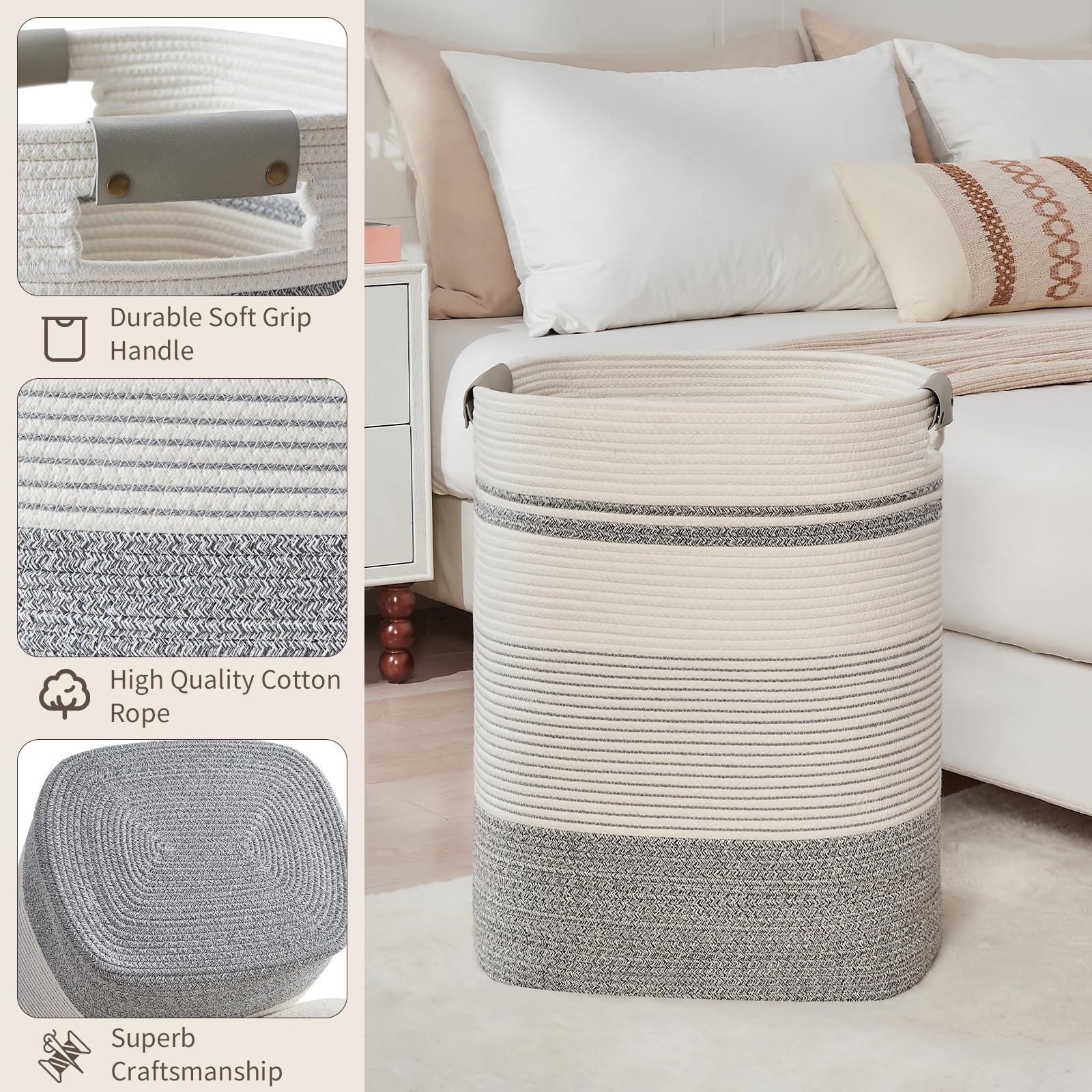 AINUOQI woven storage basket blends boho charm with practical laundry organization