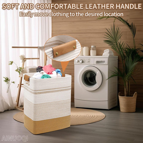 AINUOQI soft cotton rope basket, safe for children and pets in busy homes.