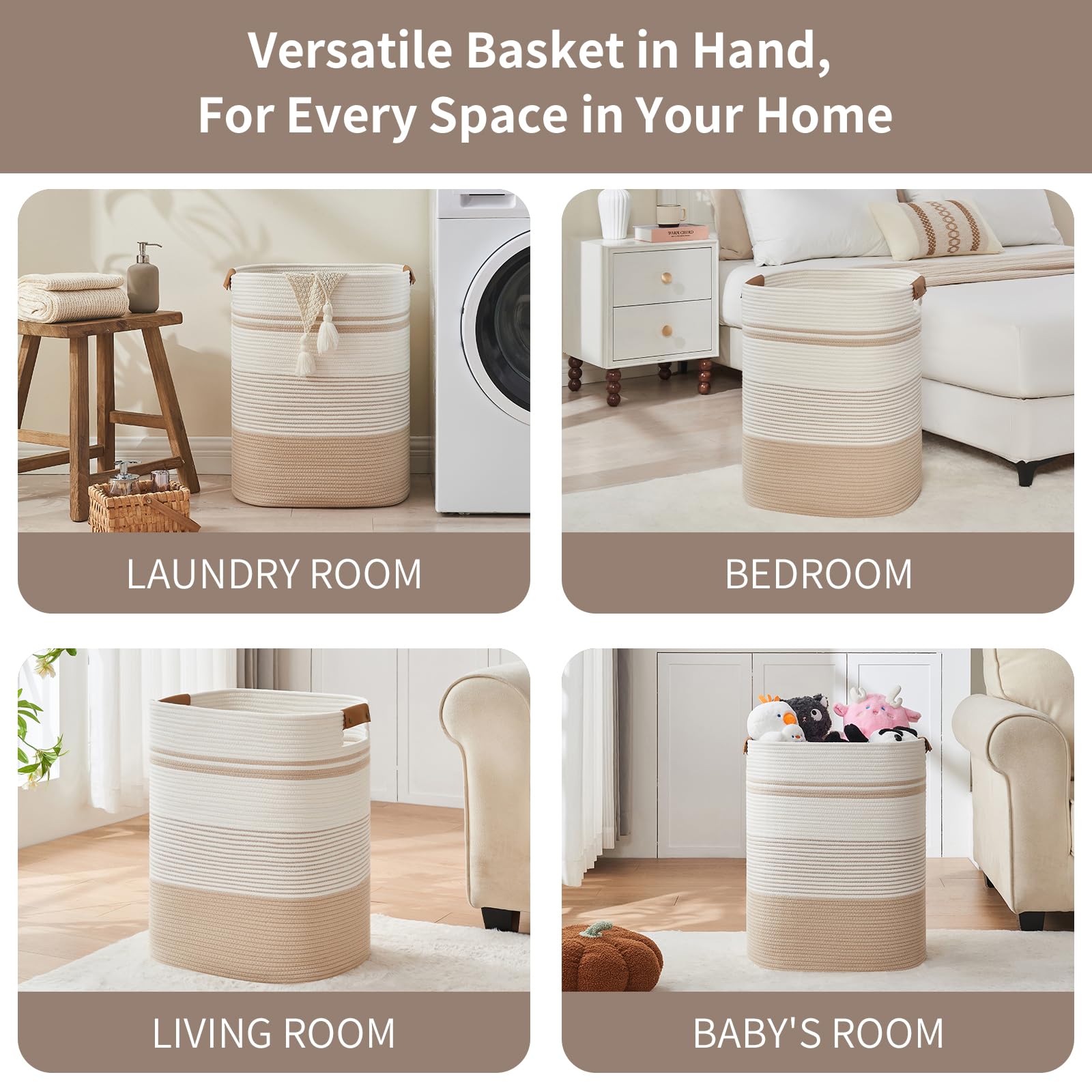AINUOQI tall laundry hamper in natural tones ideal for bedrooms