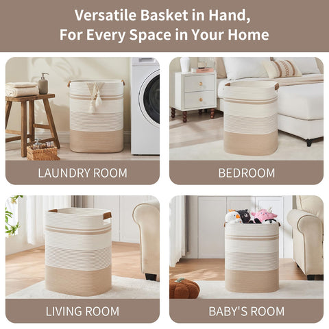 AINUOQI tall laundry hamper in natural tones ideal for bedrooms