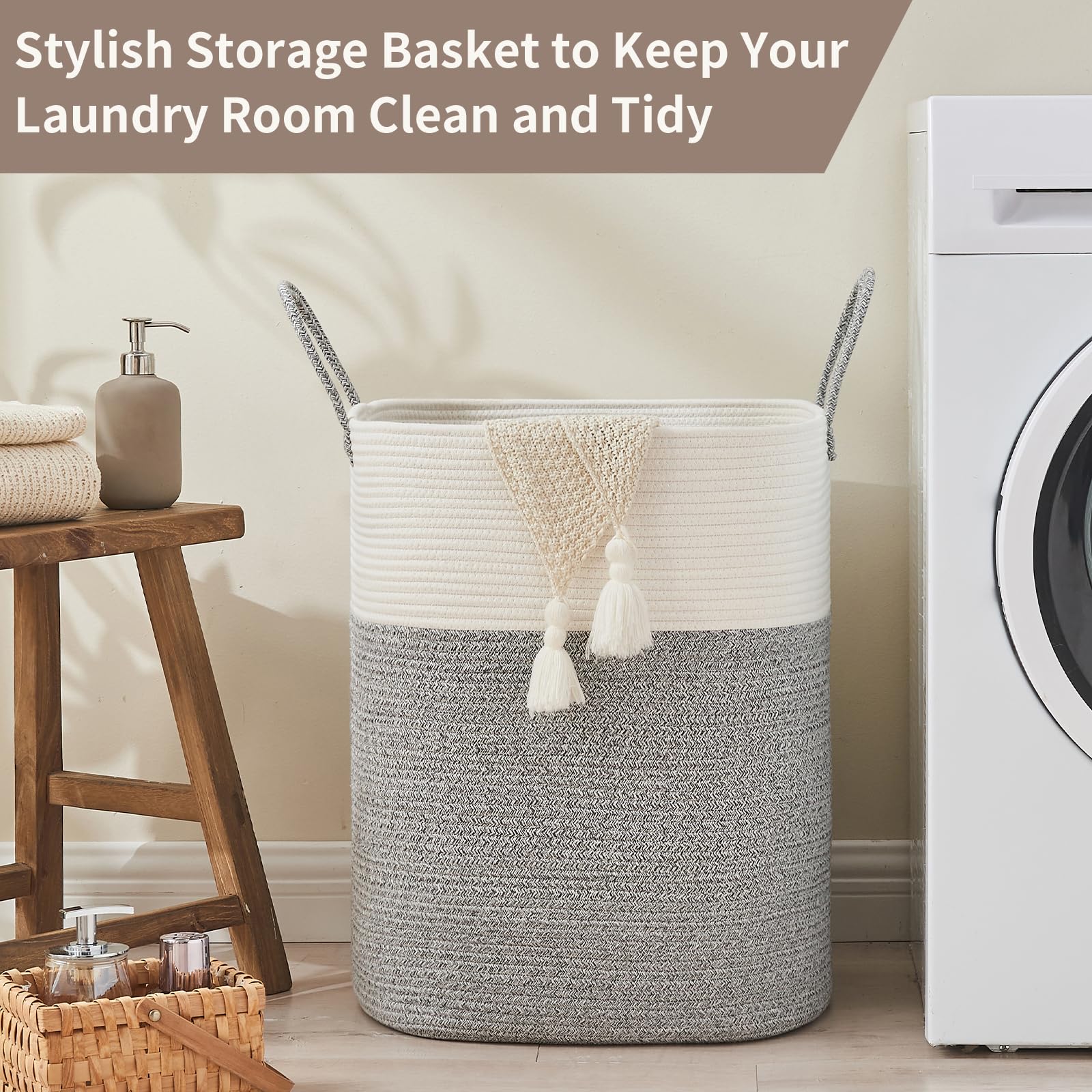 AINUOQI toy storage basket woven design keeps play area tidy.