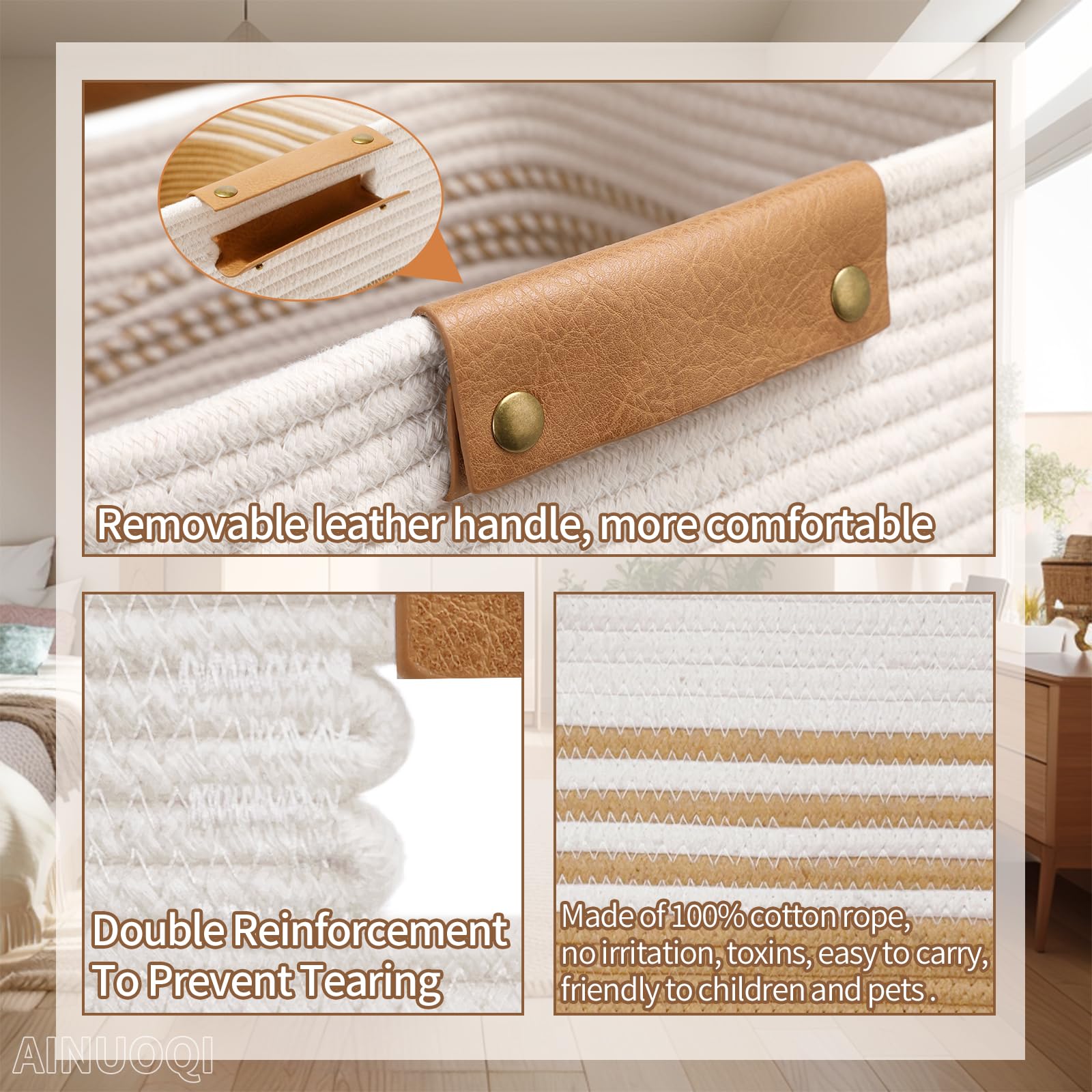 AINUOQI versatile storage bin, fits nursery and bathroom to reduce clutter.