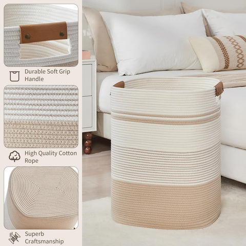 AINUOQI woven laundry hamper decorative storage for blankets or toys