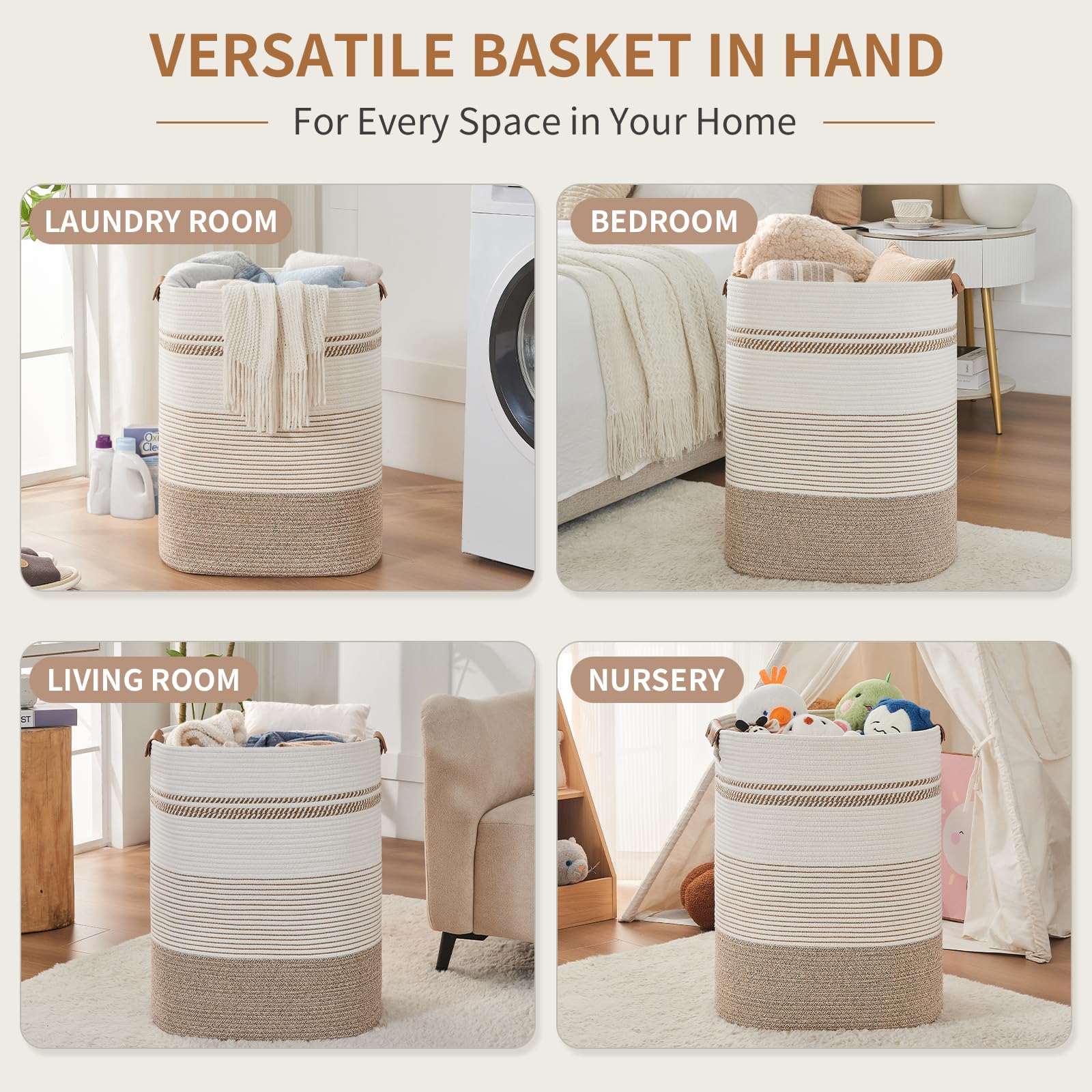 AINUOQI woven laundry hamper large capacity ideal for blankets.
