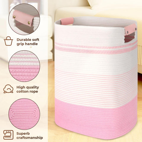 AINUOQI woven laundry hamper showcases durable cotton weaving.