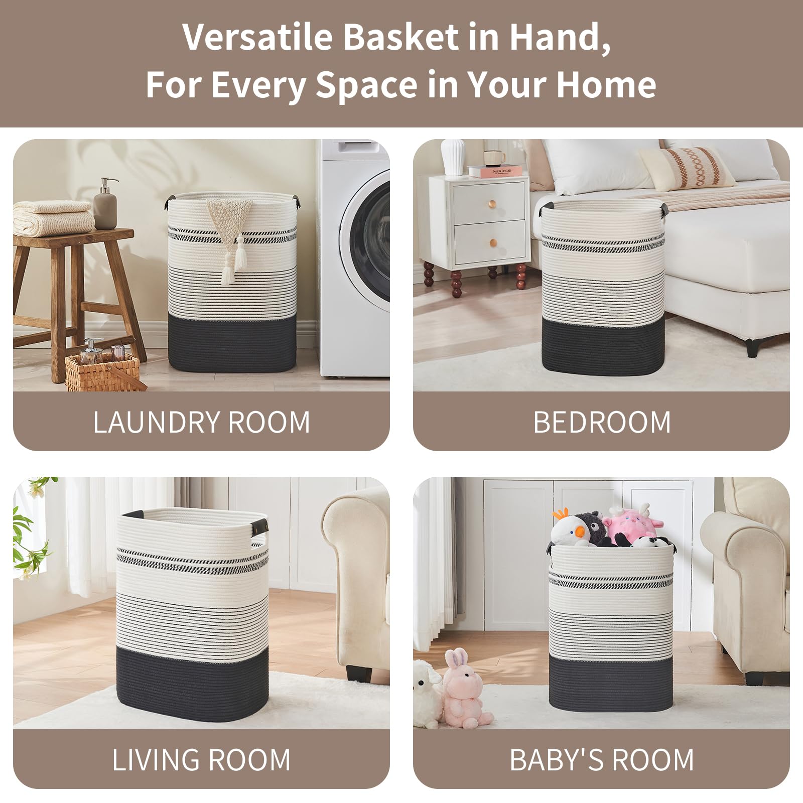 AINUOQI woven storage basket decor adds elegant organization for bedrooms