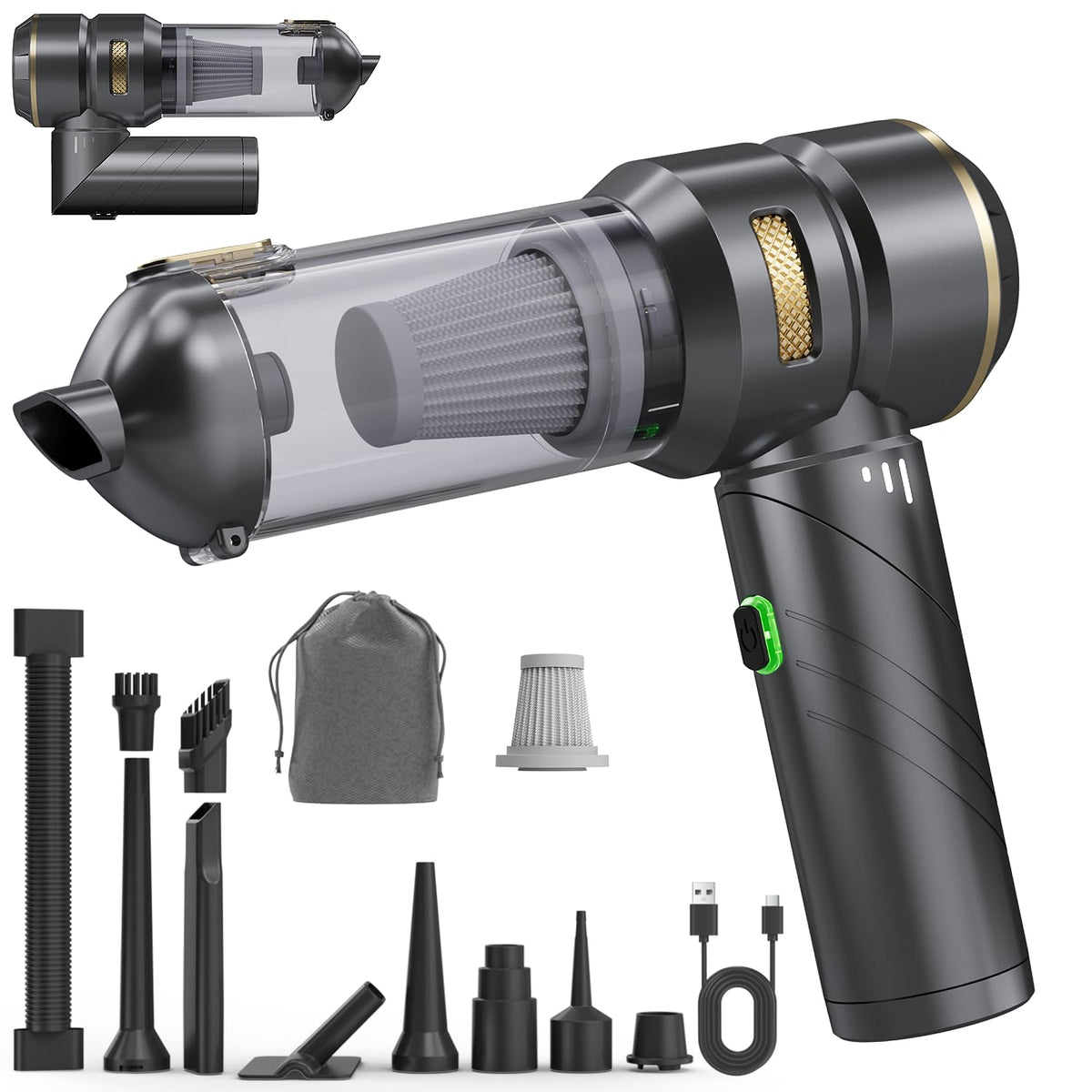 AIPROIN car vacuum demonstrates strong suction for car interiors.