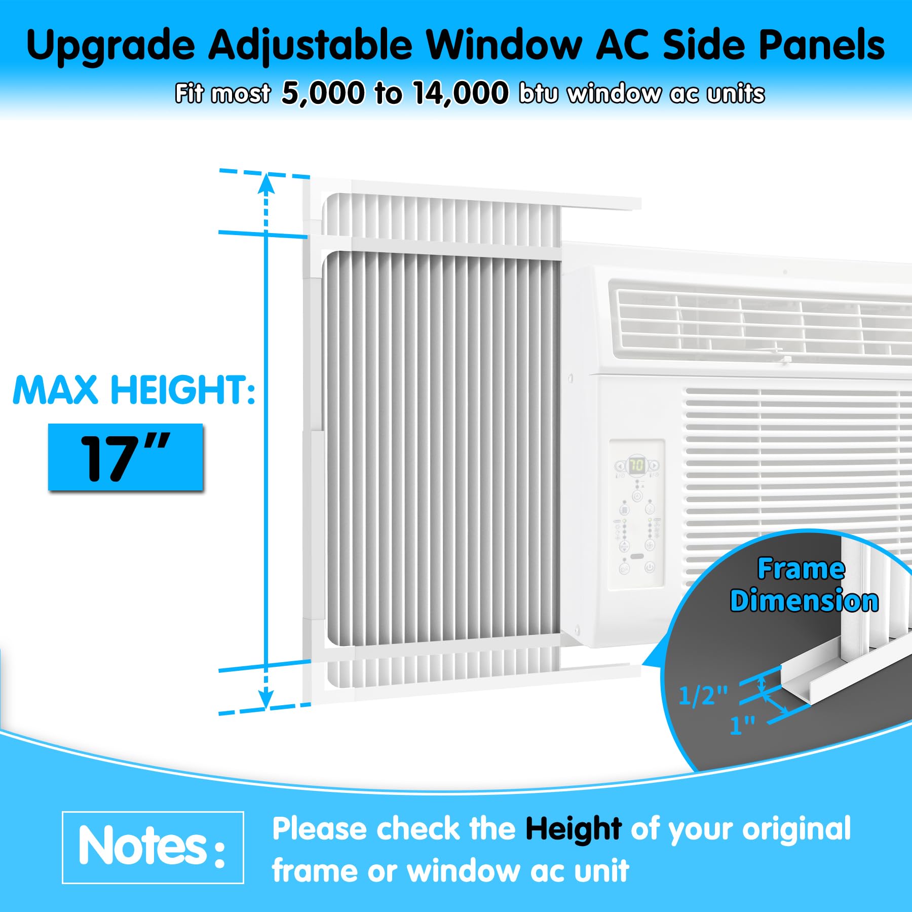 Air Jade side panels extend to 15 inches to cover wider window openings.