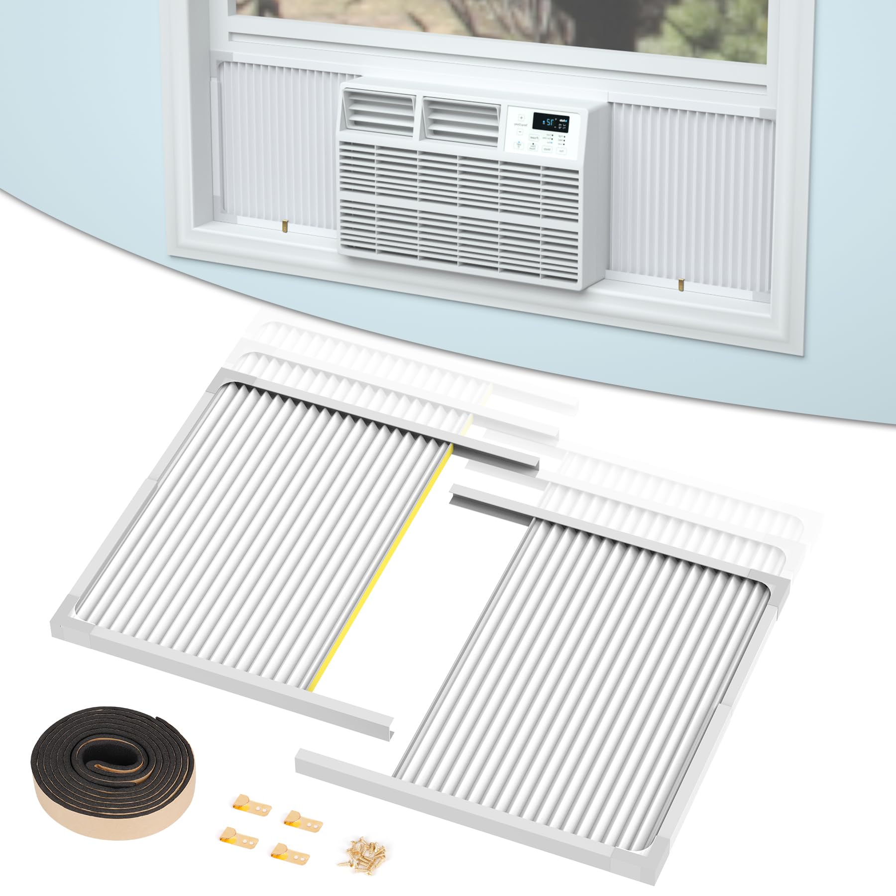 Air Jade window AC side panels with frame offer height-adjustable fit for varied windows.