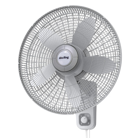 Air King 9018 front view of the oscillating 18-inch wall fan for compact spaces
