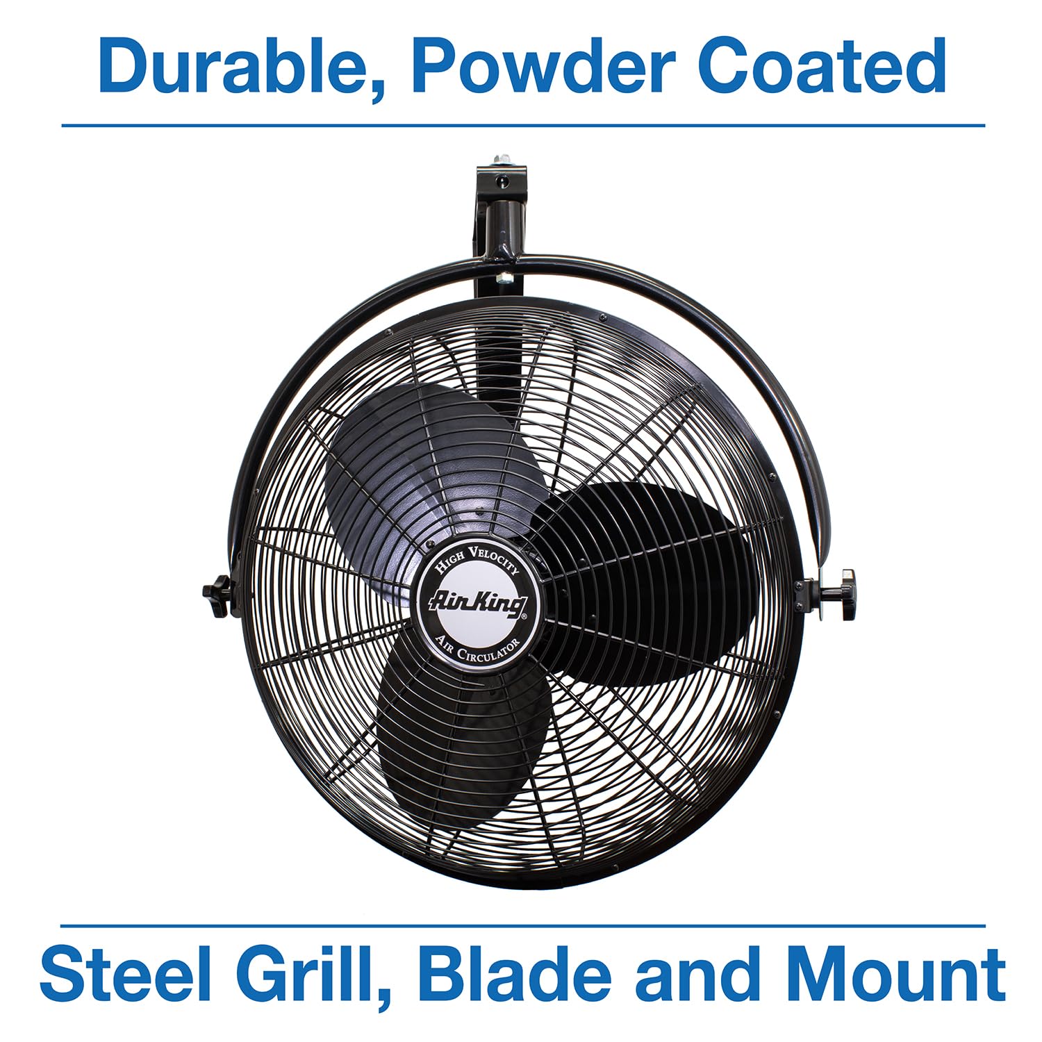 Air King 9020 rear pull cord switch provides quick control.