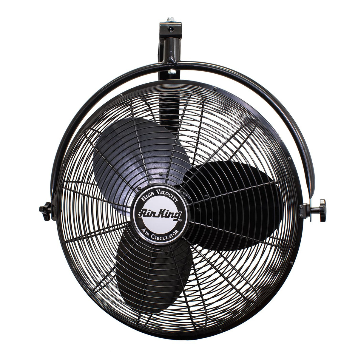 Air King 9020 wall-mount fan shown in industrial space for space-saving cooling.